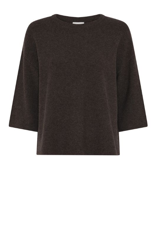 La Rouge Sissel knit | Brun klassisk uldstrik  3/4 arm
