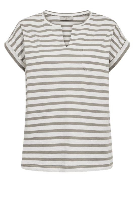 FreeQuent Viva t-shirt | Sand-og hvidstribet t-shirt