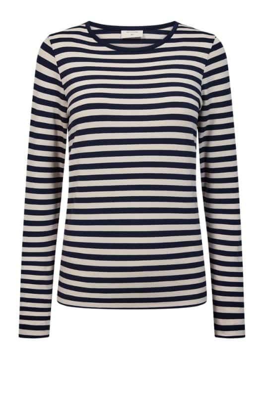 Freequent Liana bluse I Strib navy hvid
