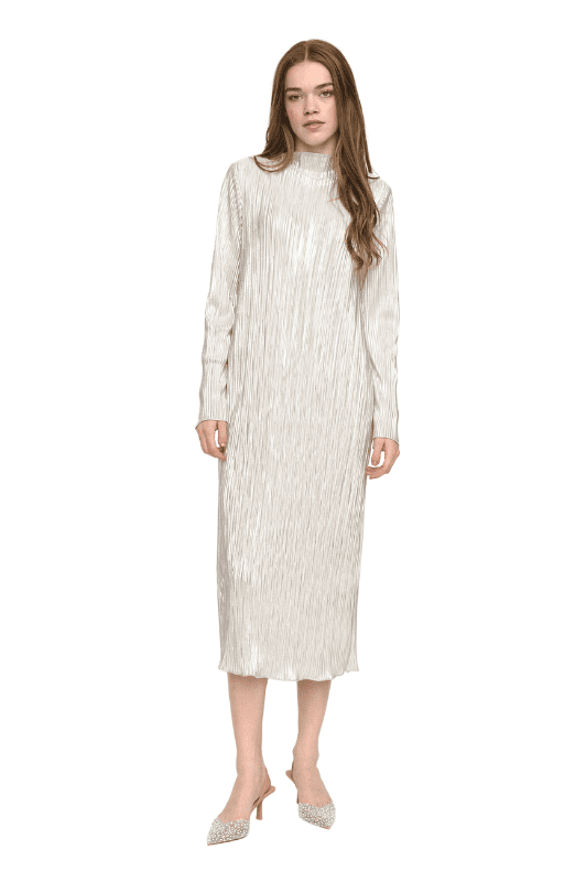 Soft Rebels Neveah dress |  Plisseret festkjole i sølv