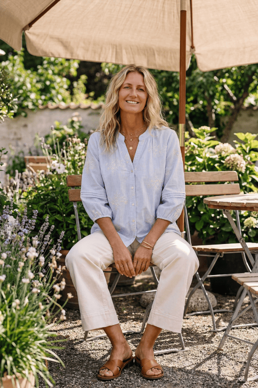 Prepair Harriet bluse I Lyseblå med broderi I Dresslab
