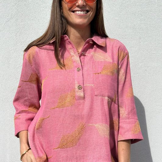 Gaspar Porto pink jaquard bluse I Dresslab
