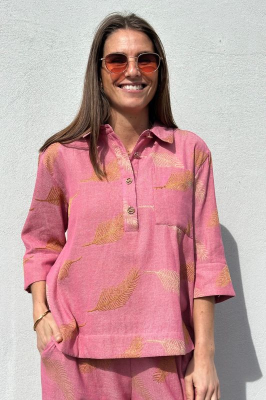 Gaspar Porto pink jaquard bluse I Dresslab
