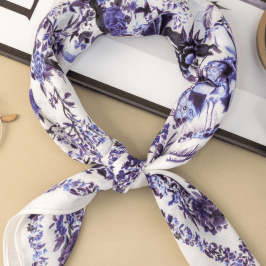 Atelier Paris I Unikt tørklæde millefleur lilla print