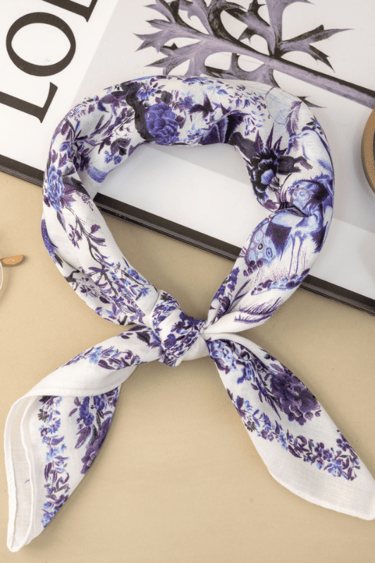 Atelier Paris I Unikt tørklæde millefleur lilla print