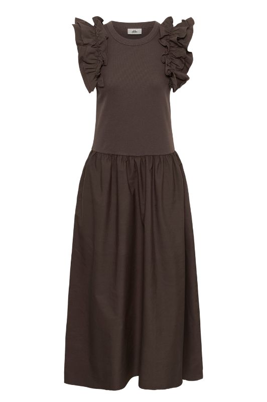 Karen By Simonsen Oda dress I Cool sporty kjole i mørkebrun