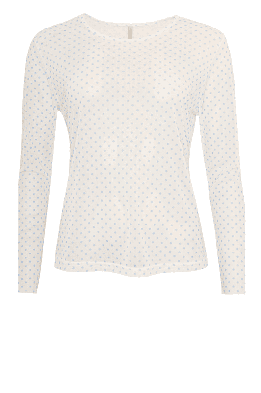 Ofelia Gwen bluse | Hvid mesh med lyseblå prikker