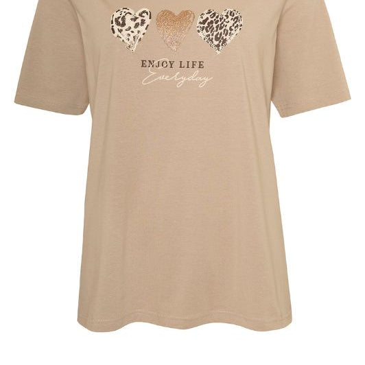 Ofelia Krista t-shirt | Sand tee med foil hjerteprint I Dresslab