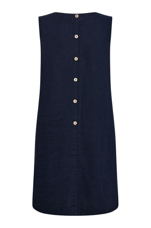 Freequent Lava U dress | Ærmeløs hørkjole i navy I Dresslab