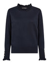 FreeQuent Katie pullover | Navy strik med similiknapper