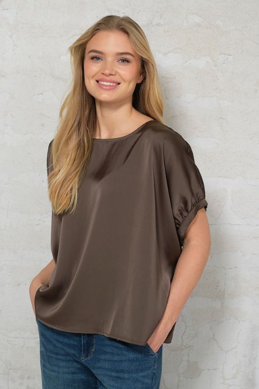 Prepair Emily festbluse i brun satin