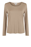 OM-HU Bello bluse | Langærmet t-shirt med cashmere i sand I Dresslab