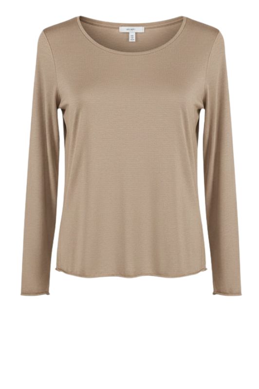 OM-HU Bello bluse | Langærmet t-shirt med cashmere i sand I Dresslab