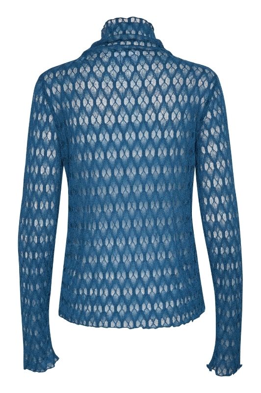 Saint Tropez Hattie bluse I Langærmet blondebluse i petrolblå