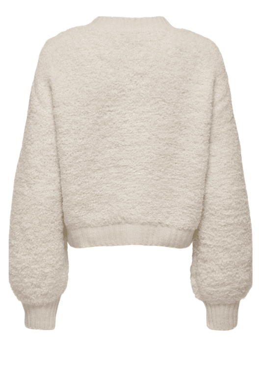 JDY Eira strik cardigan I Bouclé cardigan i creme
