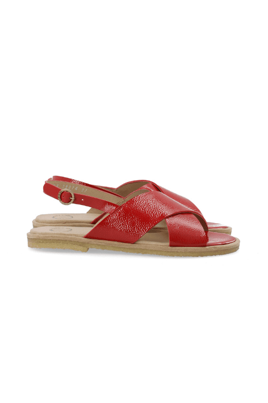 Cashott Casgitta Cross skind sandal I Red lak