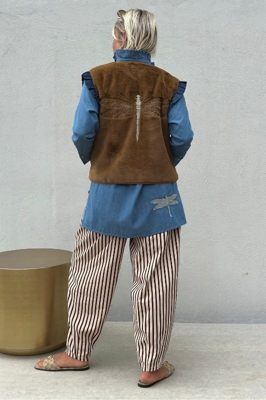 Gaspar Duffy frill vest I Cool teddy vest i khaki