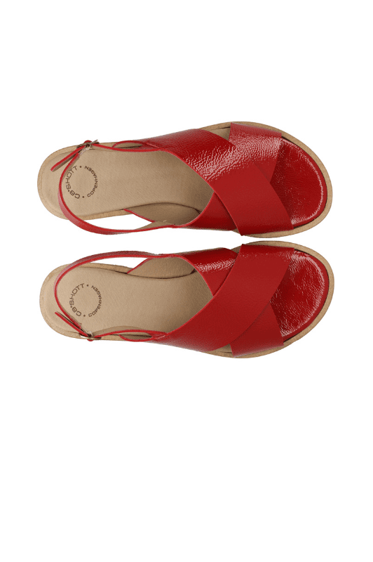 Cashott Casgitta Cross skind sandal I Red lak