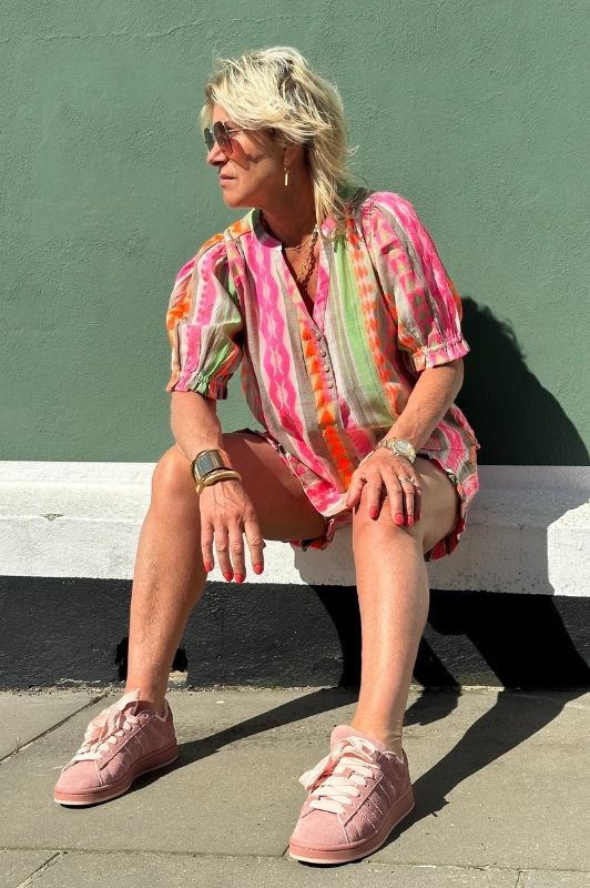 Gaspar Tunø SS jaquard multicolour bluse I Dresslab