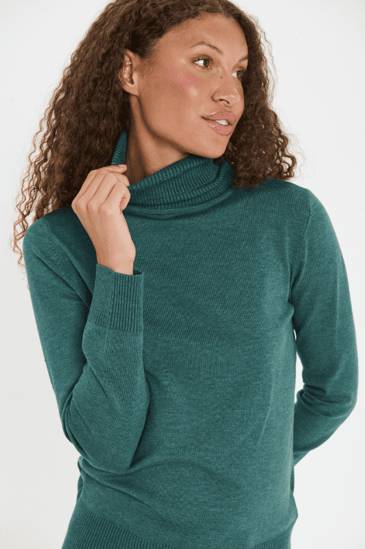 Saint Tropez Mila strik | Rullekrave pullover i petrol