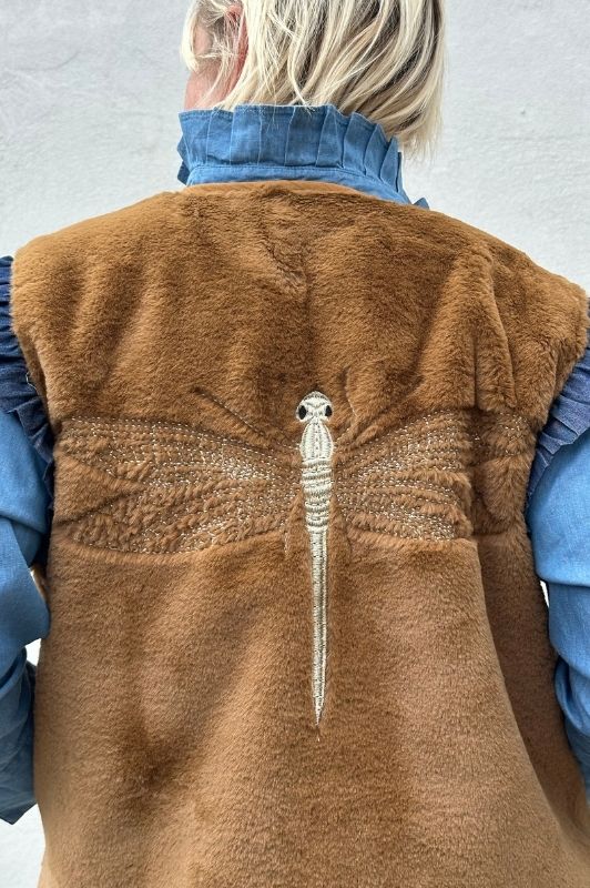 Gaspar Duffy frill vest I Cool teddy vest i khaki