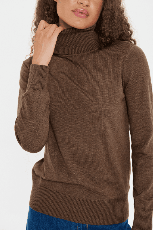 Saint Tropez Mila strik | Rullekrave pullover i mørkebrun