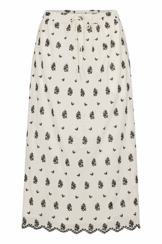 Soft Rebels Rivory skirt | Broderet nederdel i bomuld