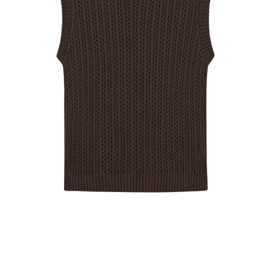 Luxzuz Corinn knit I Strikvest i chokoladebrun