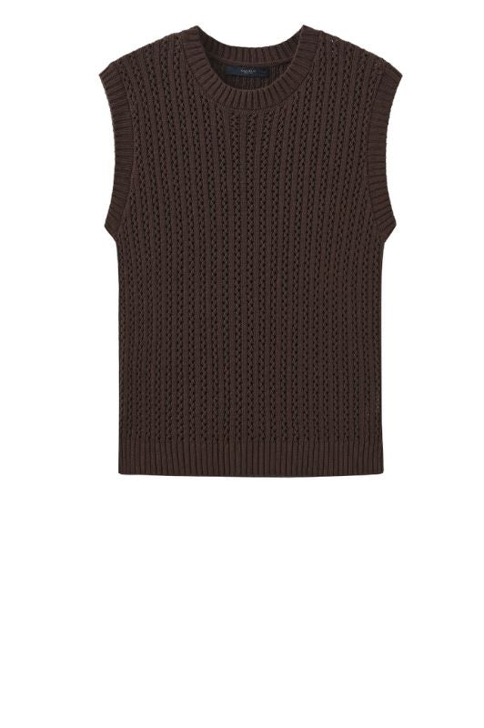 Luxzuz Corinn knit I Strikvest i chokoladebrun
