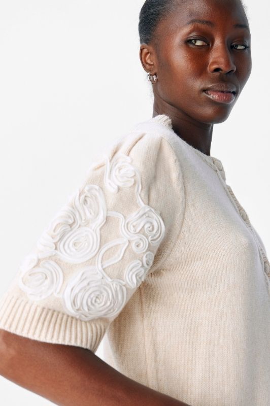 Object Jane strikcardigan creme