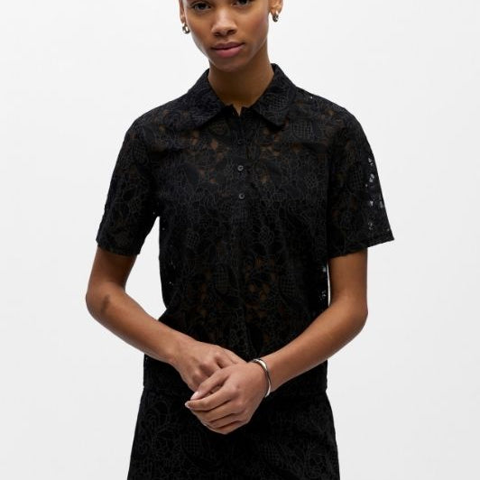 Object Bianca sort polo t-shirt i blonde I Dresslab