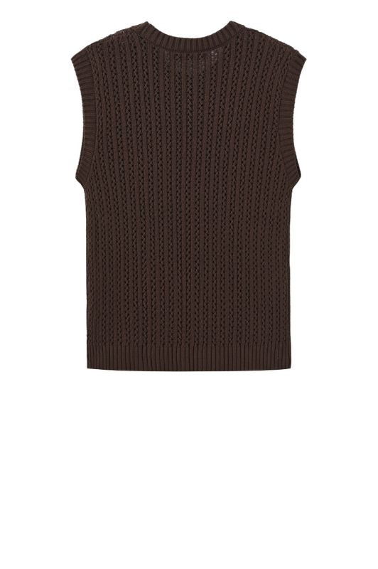 Luxzuz Corinn knit I Strikvest i chokoladebrun