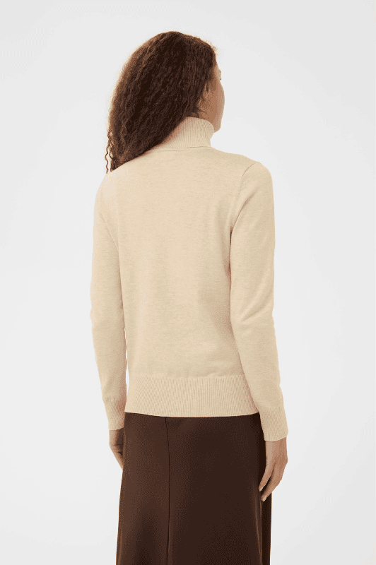 Saint Tropez Mila strik | Rullekrave pullover i sandmelange