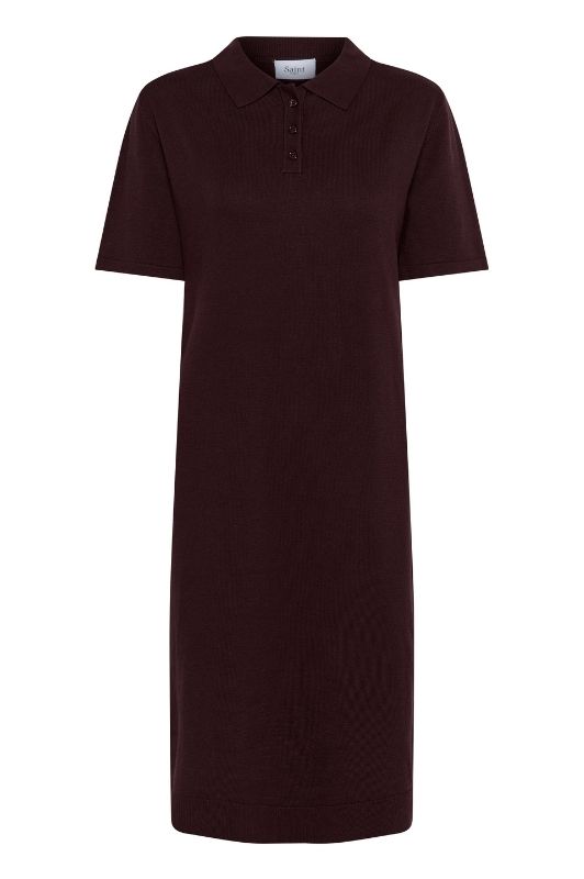 Saint Tropez Mila polo dress | Strikkjole i chokobrun