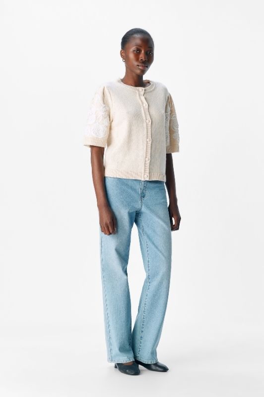 Object Jane strikcardigan creme