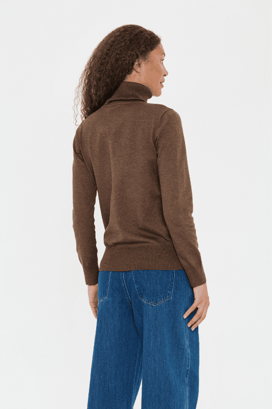 Saint Tropez Mila strik | Rullekrave pullover i mørkebrun