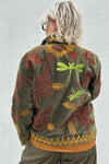 PRE ORDER Utah short velvet jacket I  Velourjakke med broderi i olivengrøn