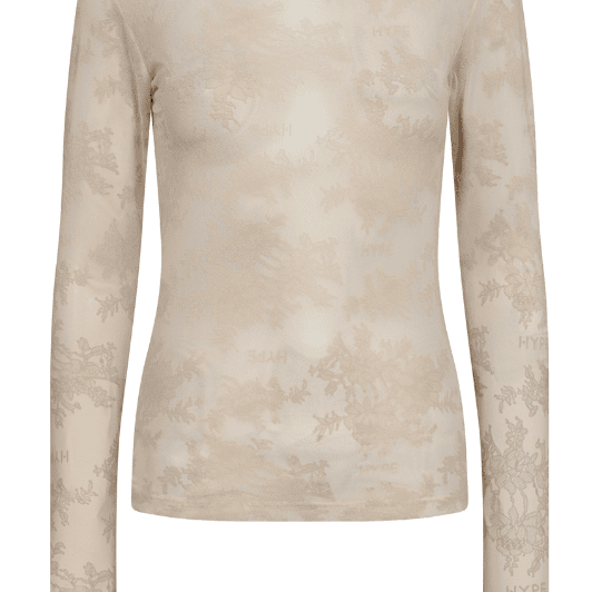Hype the Detail logo meshbluse i creme blondemønster