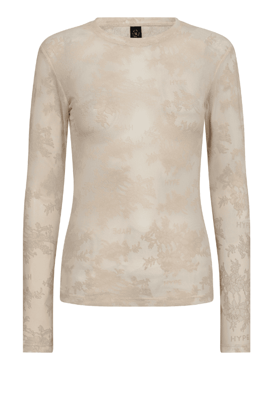 Hype the Detail logo meshbluse i creme blondemønster