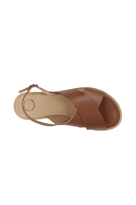 Cashott Casgitta Cross skind sandal I Cognacfarvet