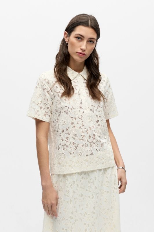 Object Bianca creme polo t-shirt i blonde I Dresslab