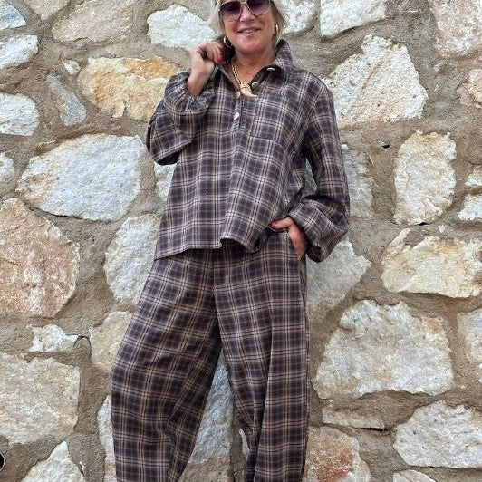 PRE ORDER Gaspar Colorado check pant  | Ternet buks i brune farver