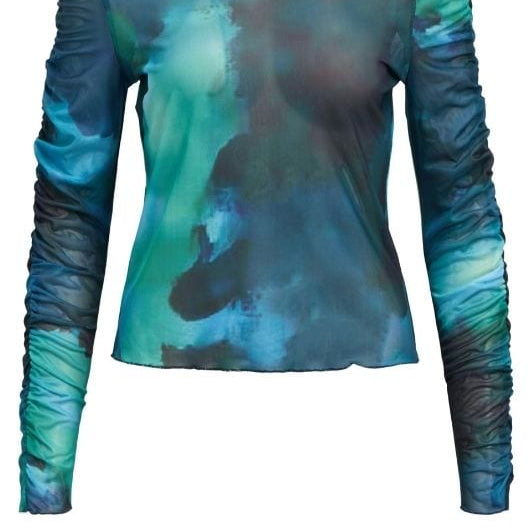 Object Ayla meshbluse skyblue allover print