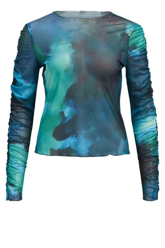 Object Ayla meshbluse skyblue allover print
