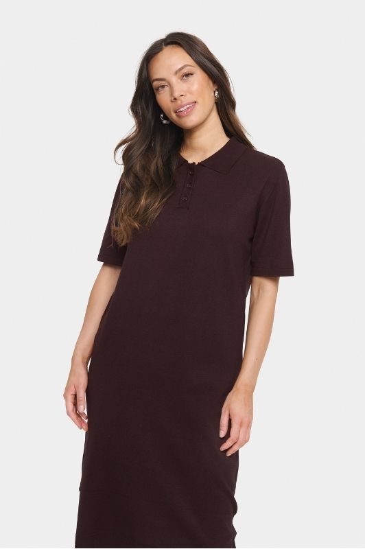 Saint Tropez Mila polo dress | Strikkjole i chokobrun