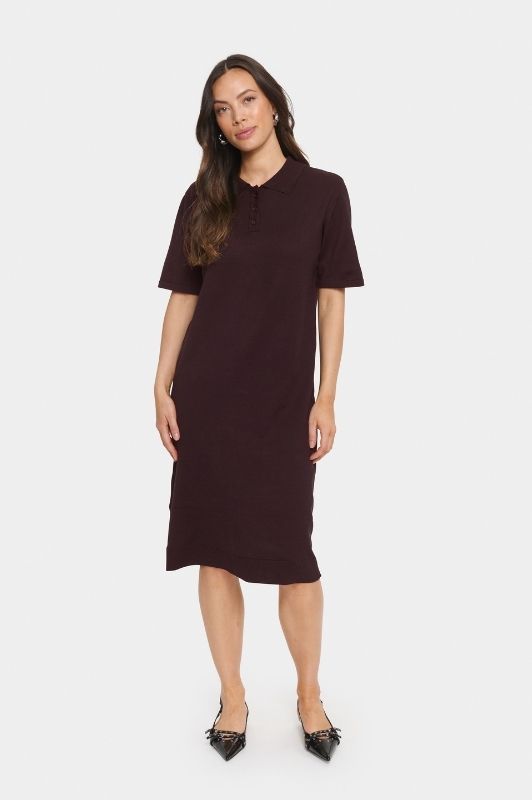 Saint Tropez Mila polo dress | Strikkjole i chokobrun