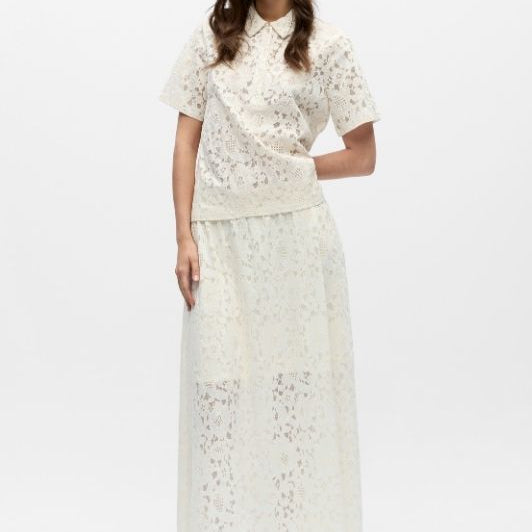 Object Bianca long skirt I Cool cremefarvet blonde nederdel I Dresslab