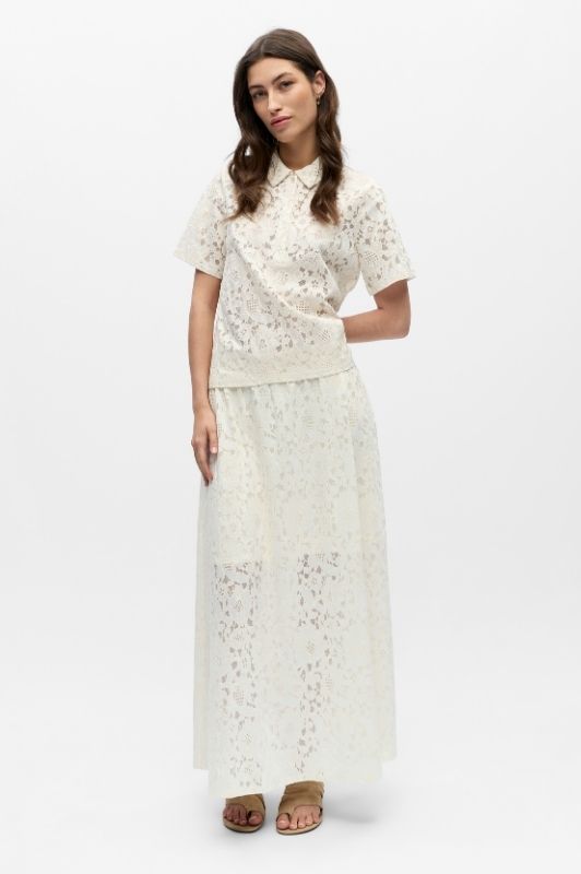 Object Bianca long skirt I Cool cremefarvet blonde nederdel I Dresslab