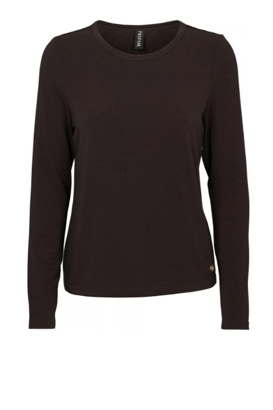 Prepair Bibiane T-shirt  i Blød langærmet basic i brun