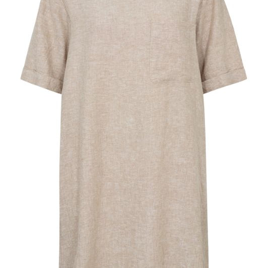 Freequent Lava dress | Hørkjole med lommer i sand I Dresslab